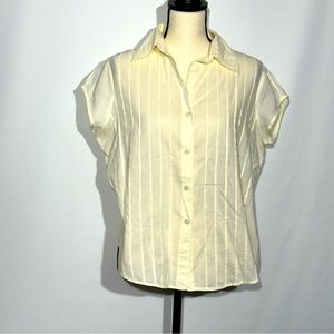 Love Potion Pale Yellow Womens Button up Shirt 100% Cotton - L